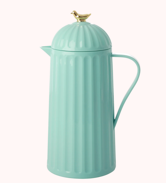 Rice, termokanne 1 l,  dark mint med gullfugl på lokket